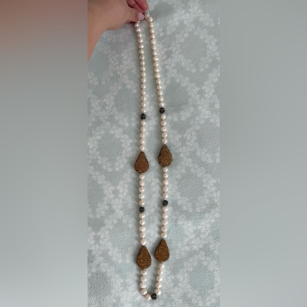 Salt Water Pearl And Swarovski Necklace